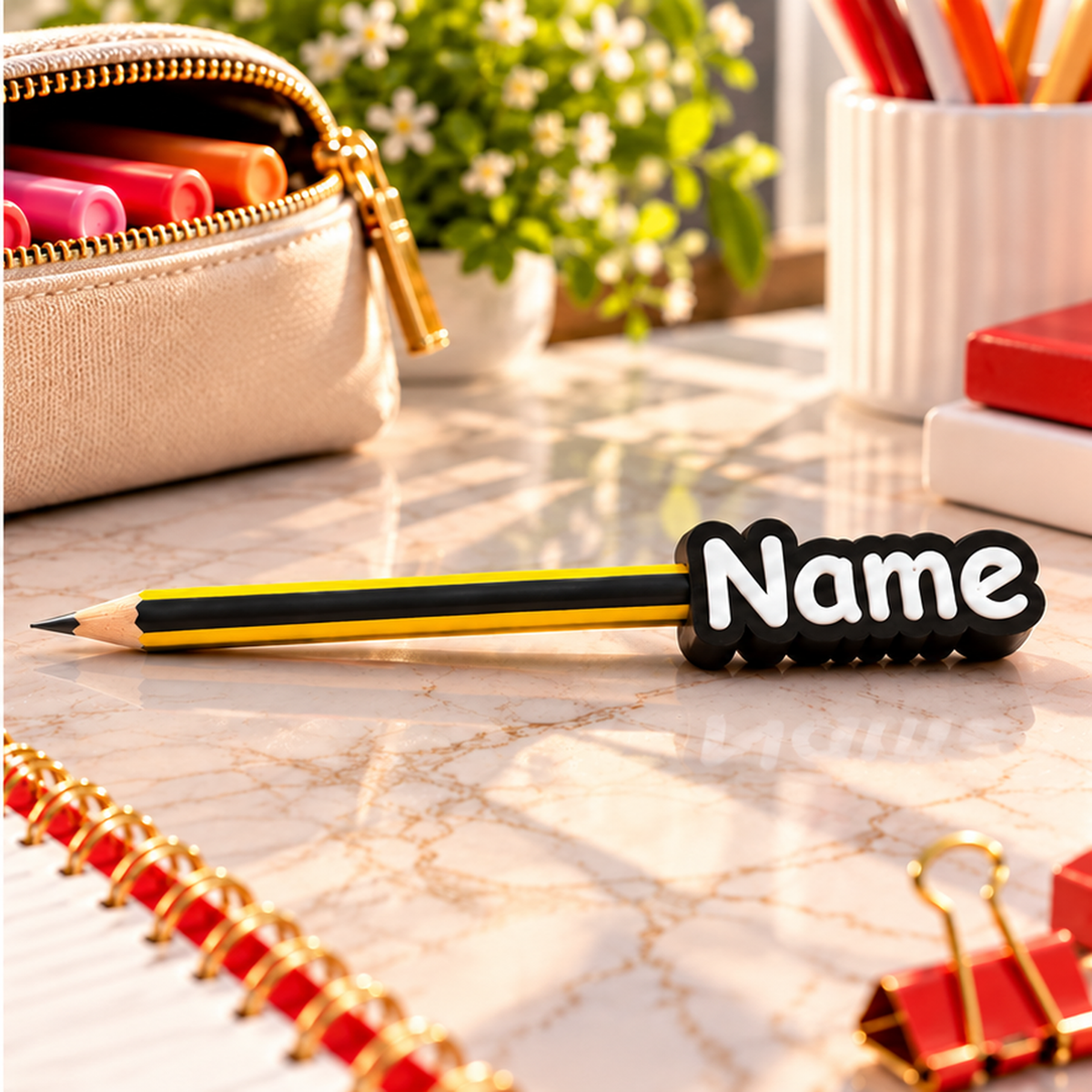 Personalized 3D Name Pencil Tag – Custom School Pencil Topper