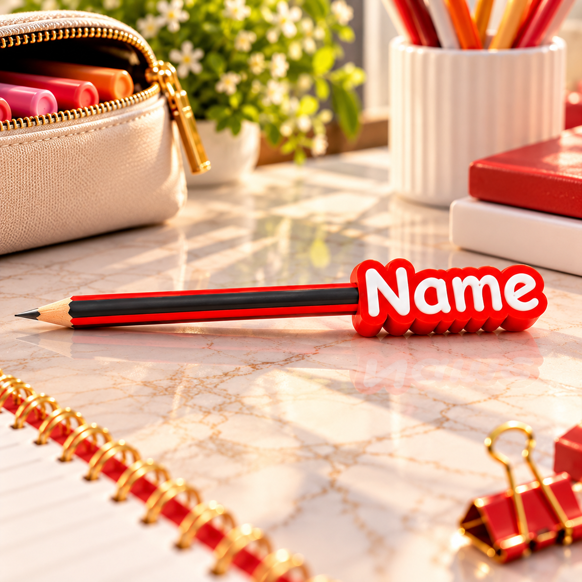 Personalized 3D Name Pencil Tag – Custom School Pencil Topper
