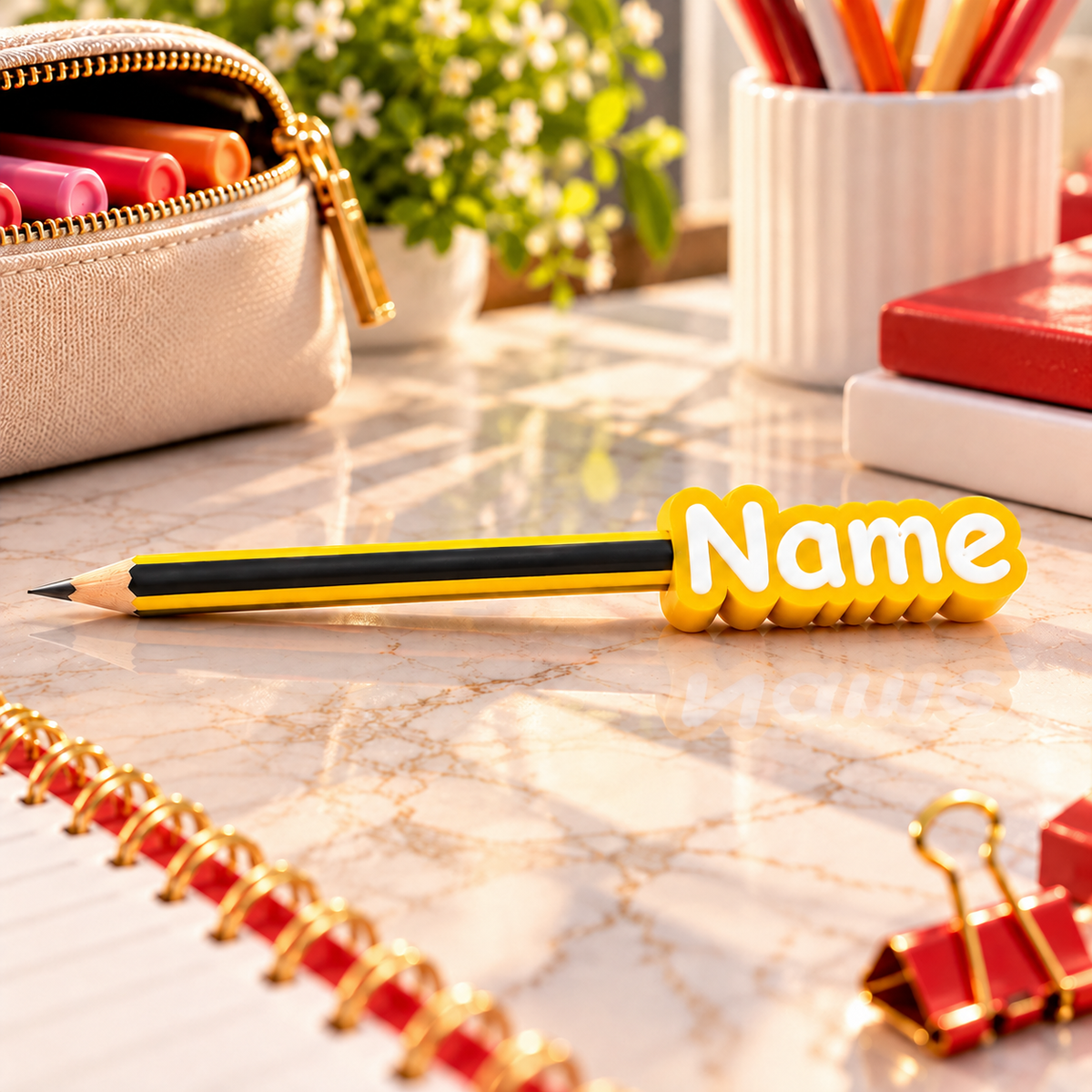Personalized 3D Name Pencil Tag – Custom School Pencil Topper